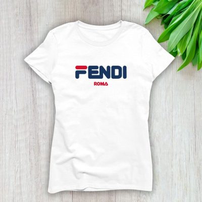 Fendi Fila Roma Logo Lady T-Shirt Luxury Tee For Women LDS1243