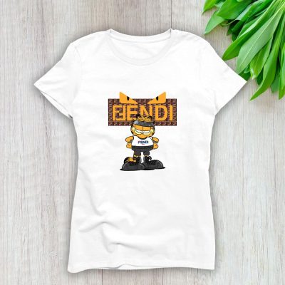 Fendi Roma Diabolic Eyes Garfield Lady T-Shirt Luxury Tee For Women LDS1259