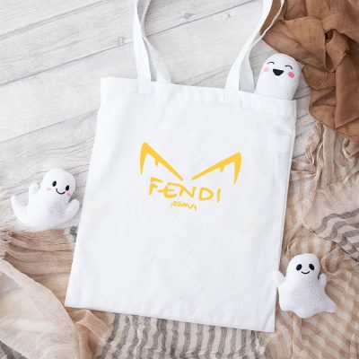 Fendi Roma Diabolic Eyes Logo Cotton Canvas Tote Bag TTB1239