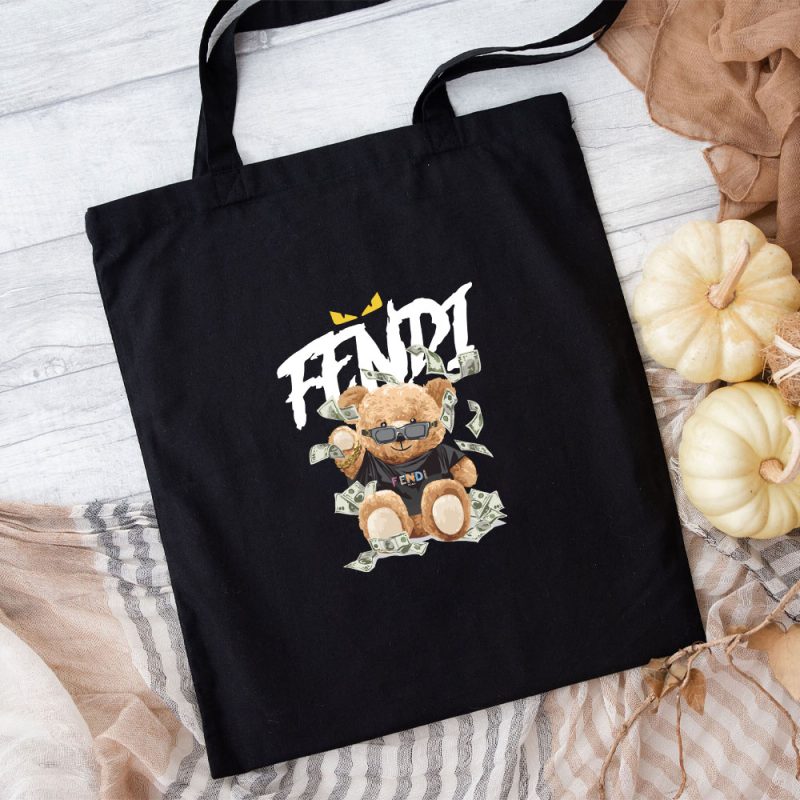 Fendi Roma Teddy Bear Cotton Canvas Tote Bag TTB1265