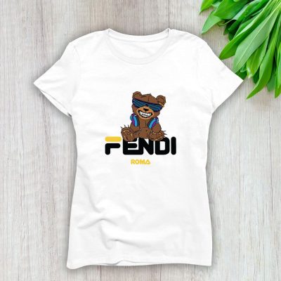 Fendi Roma Teddy Bear Lady T-Shirt Luxury Tee For Women LDS1262