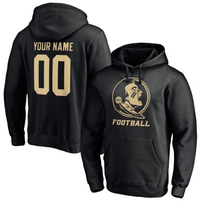 Florida State Seminoles Personalized Any Name & Number One Color Pullover Hoodie - Black