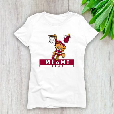 Garfield X Miami Heat Team X NBA X Basketball Lady T-Shirt Women Tee For Fans TLT2775