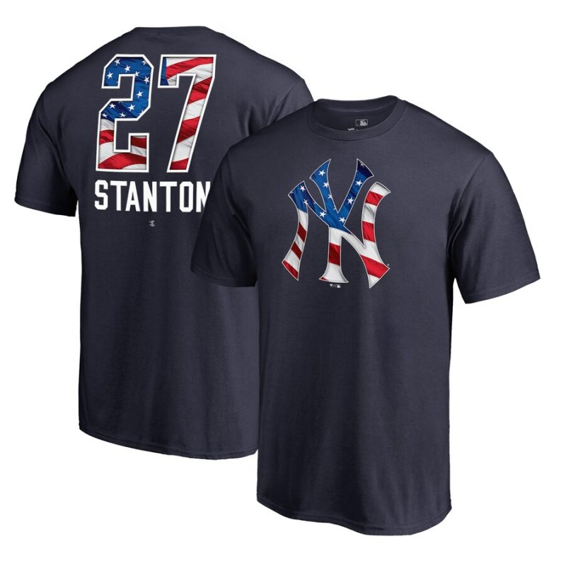 Giancarlo Stanton New York Yankees Banner Wave Name & Number T-Shirt - Navy