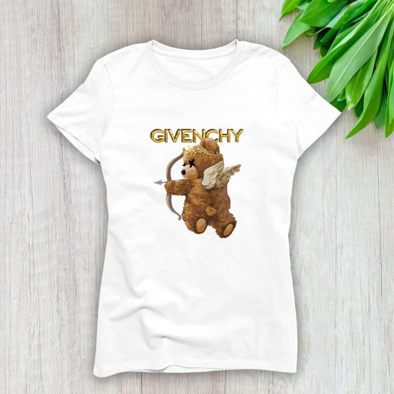 Givenchy Gold Logo Luxury Teddy Bear Lady T-Shirt Luxury Tee For Women LDS1302