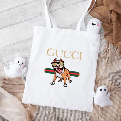 Gucci Bull Dog Cotton Canvas Tote Bag TTB1447