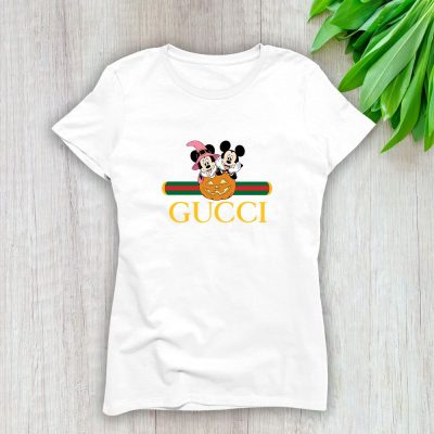Gucci Mickey Mouse And Minnie Mouse Couple Halloween Lady T-Shirt Luxury Tee For Women LDS1477