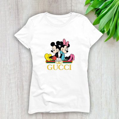 Gucci Mickey Mouse And Minnie Mouse Couple Lady T-Shirt Luxury Tee For Women LDS1470