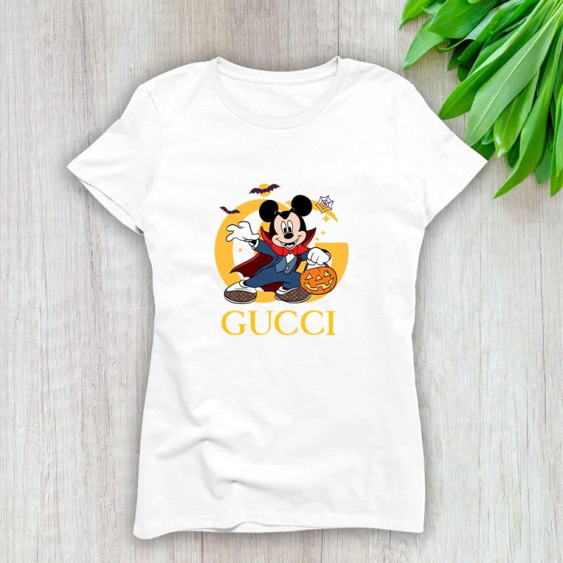 Gucci Mickey Mouse Halloween Lady T-Shirt Luxury Tee For Women LDS1475