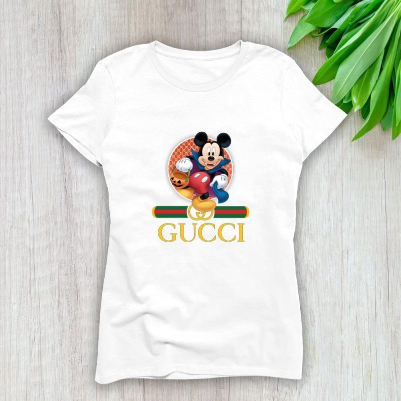 Gucci Mickey Mouse Halloween Lady T-Shirt Luxury Tee For Women LDS1485