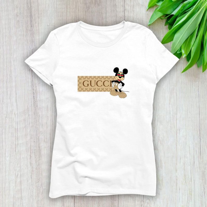 Gucci Mickey Mouse Lady T-Shirt Luxury Tee For Women LDS1364