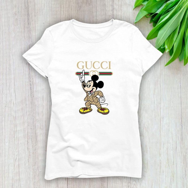 Gucci Mickey Mouse Lady T-Shirt Luxury Tee For Women LDS1417