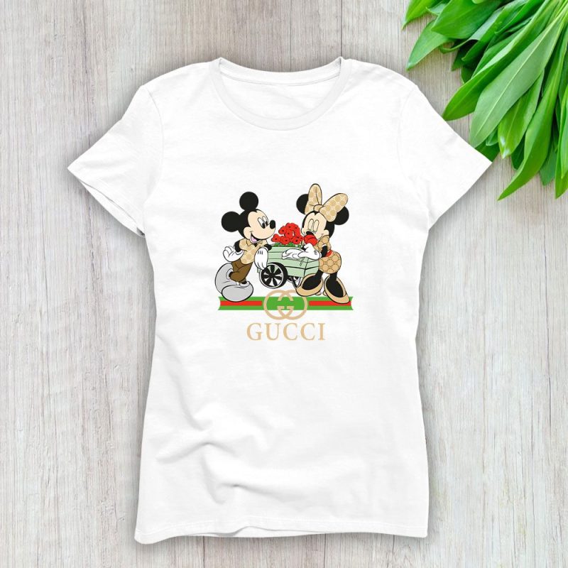 Gucci Mickey Mouse Lady T-Shirt Luxury Tee For Women LDS1424