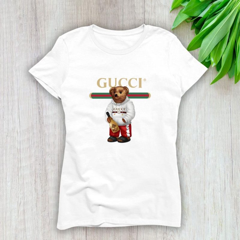 Gucci Teddy Bear Lady T-Shirt Luxury Tee For Women LDS1390