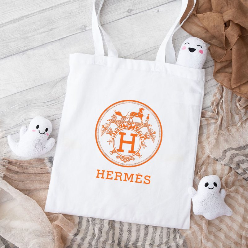 Hermes Horse Original Logo Cotton Canvas Tote Bag TTB1498