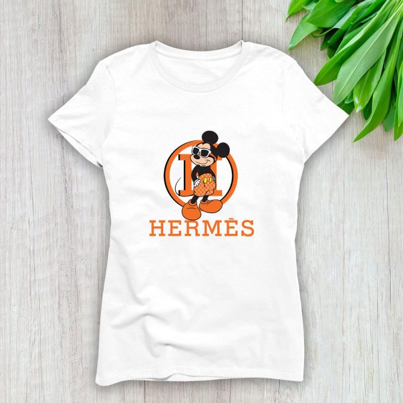 Hermes Mickey Mouse Lady T-Shirt Luxury Tee For Women LDS1526