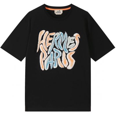 Hermes Paris Feather Letter Cotton Tee Unisex T-Shirt FTS139