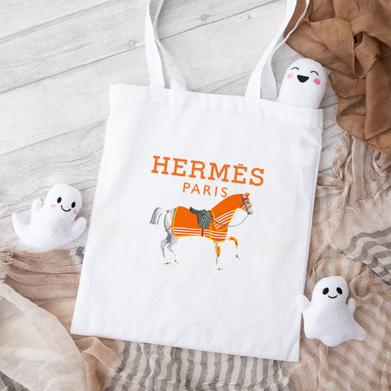 Hermes Paris Horse Original Logo Cotton Canvas Tote Bag TTB1497