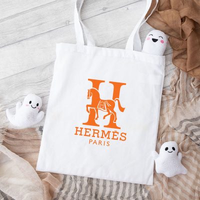 Hermes Paris Horse Original Logo Cotton Canvas Tote Bag TTB1504