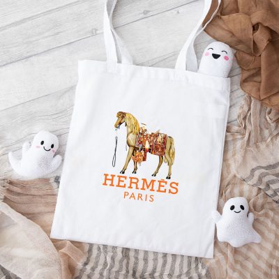 Hermes Paris Horse Original Logo Cotton Canvas Tote Bag TTB1509