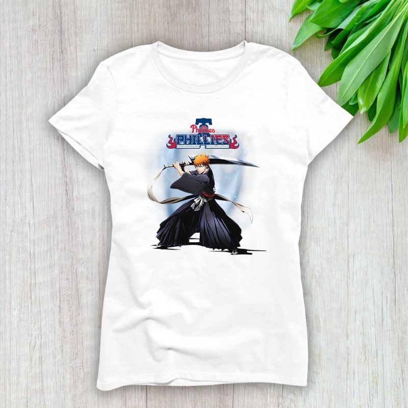 Ichigo Kurosaki X Philadelphia Phillies Team X MLB X Baseball Fans Lady T-Shirt Women Tee For Fans TLT2920