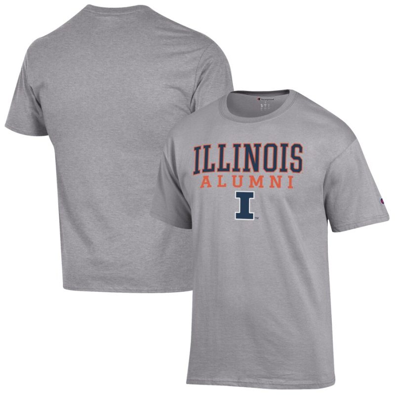 Illinois Fighting Illini Champion Alumni Logo Stack T-Shirt - Gray