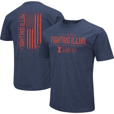 Illinois Fighting Illini Colosseum OHT Military Appreciation Flag 2.0 T-Shirt - Heather Navy