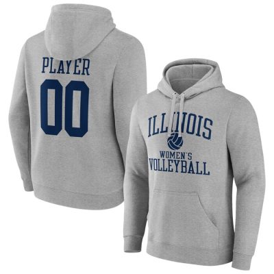 Illinois Fighting Illini Volleyball Pick-A-Player NIL Gameday Tradition Pullover Hoodie - Gray