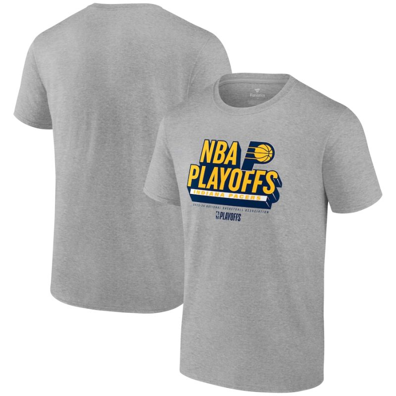 Indiana Pacers 2024 NBA Playoffs Defensive Stance T-Shirt - Heather Gray