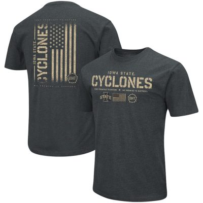 Iowa State Cyclones Colosseum OHT Military Appreciation Flag 2.0 T-Shirt - Heathered Black