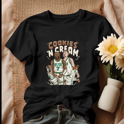 Jaylen Brown and Kristaps Porzingis Cookies N Cream Boston Celtics Unisex T-Shirt Cotton Tee