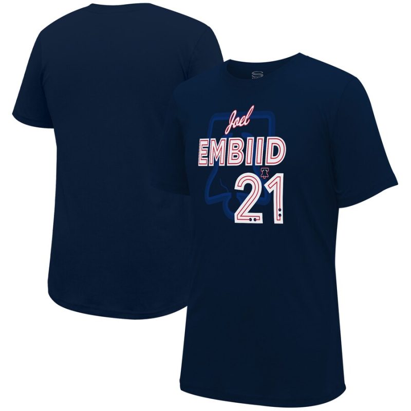 Joel Embiid Philadelphia 76ers Stadium Essentials Unisex 2023/24 City Edition Player Graphic T-Shirt - Navy