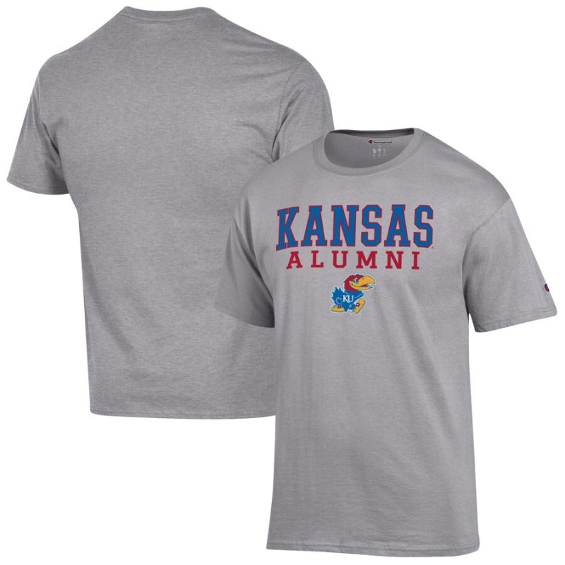 Kansas Jayhawks Champion Alumni Logo Stack T-Shirt - Gray