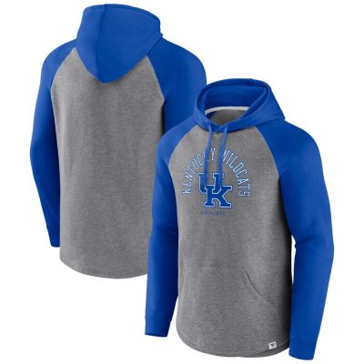 Kentucky Wildcats Wrap Up Raglan Pullover Hoodie - Royal/Heather Gray