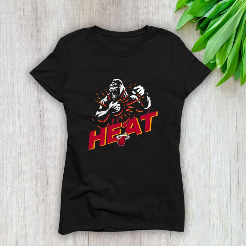 King Kong X Miami Heat Team X NBA X Basketball Lady T-Shirt Women Tee For Fans TLT2990