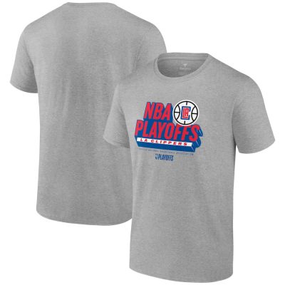 LA Clippers 2024 NBA Playoffs Defensive Stance T-Shirt - Heather Gray