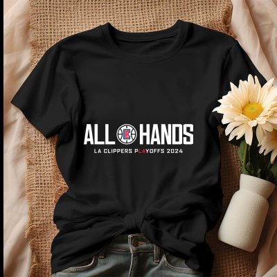 LA Clippers All Hands Playoffs 2024 Unisex T-Shirt Cotton Tee