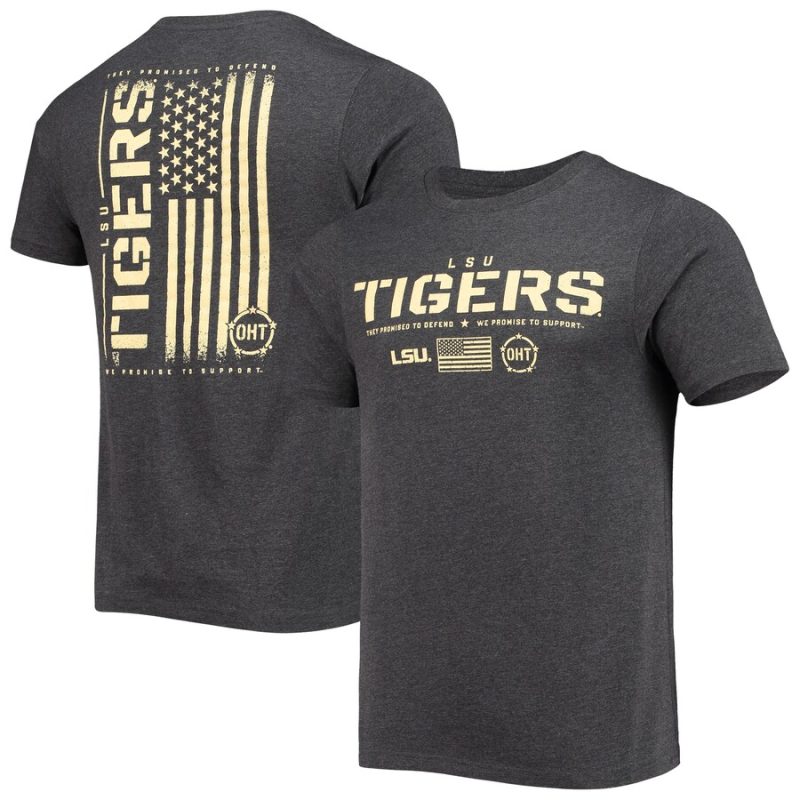 LSU Tigers Colosseum OHT Military Appreciation Flag 2.0 T-Shirt - Heathered Black