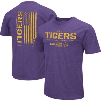 LSU Tigers Colosseum OHT Military Appreciation Flag 2.0 T-Shirt - Purple