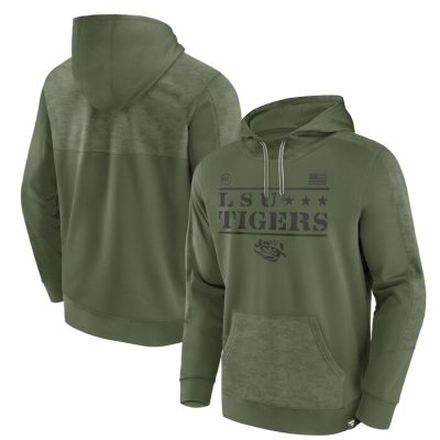 LSU Tigers OHT Military Appreciation Stencil Pullover Hoodie - Olive