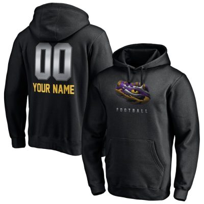 LSU Tigers Personalized Any Name & Number Midnight Mascot Pullover Hoodie - Black