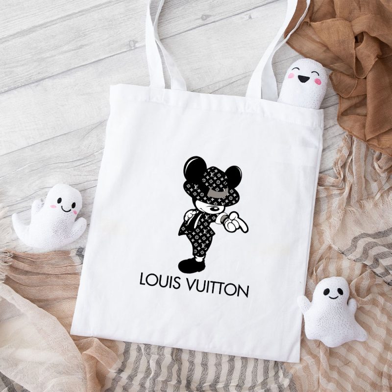 Louis Vuitton Black And White Pattern  Mickey Michael Jackson Cotton Canvas Tote Bag TTB1673