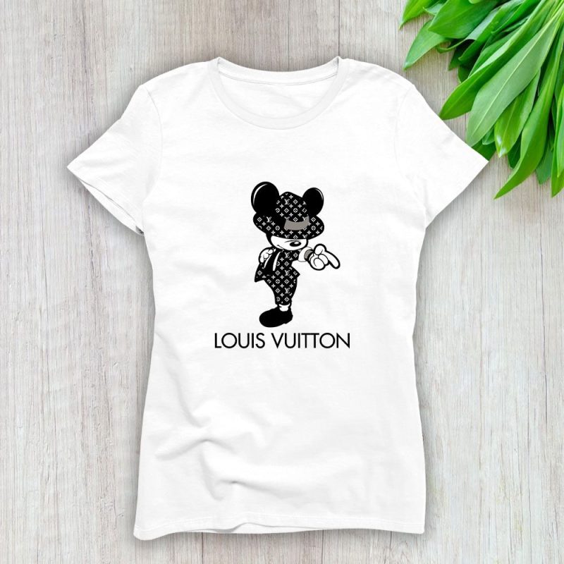 Louis Vuitton Black And White Pattern  Mickey Michael Jackson Lady T-Shirt Luxury Tee For Women LDS1675