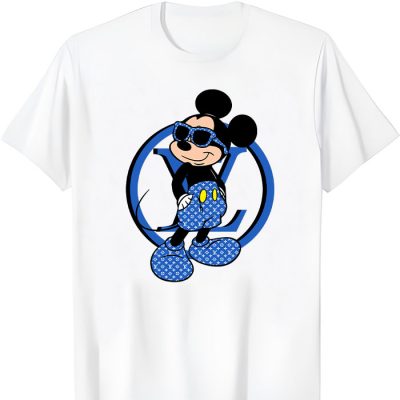 Louis Vuitton Blue Monogram Canvas Pattern Mickey Mouse Unisex T-Shirt NTB2638