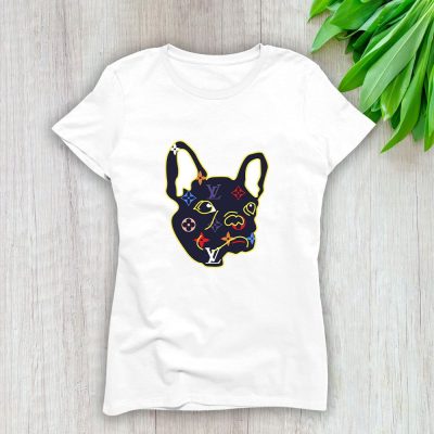 Louis Vuitton Color Monogram Pattern Pitbull Dog Lady T-Shirt Luxury Tee For Women LDS1697