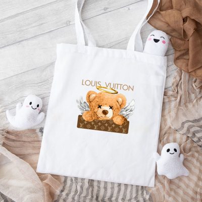 Louis Vuitton Logo Luxury Angel Teddy Bear Cotton Canvas Tote Bag TTB1629