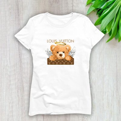 Louis Vuitton Logo Luxury Angel Teddy Bear Lady T-Shirt Luxury Tee For Women LDS1631