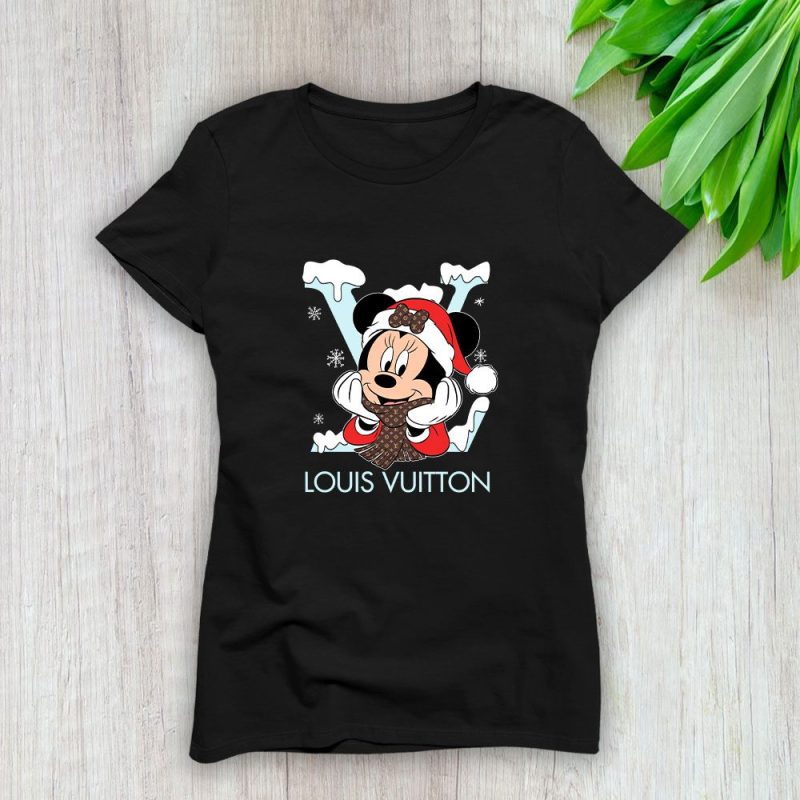 Louis Vuitton Logo Luxury Chrismate Mickey Mouse Lady T-Shirt Luxury Tee For Women LDS1735