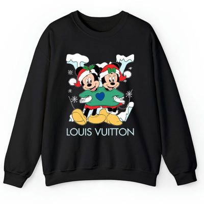 Louis Vuitton Logo Luxury Christmas Mickey Mouse Minnie Mouse Crewneck Sweatshirt CSTB1203