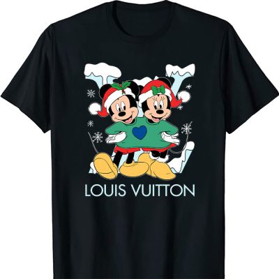 Louis Vuitton Logo Luxury Christmas Mickey Mouse Minnie Mouse Unisex T-Shirt NTB2659